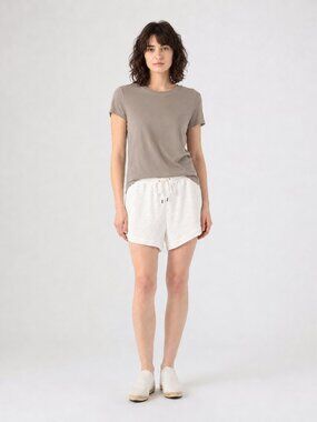 James Perse Soft Drape Sweat Shorts Size 2 White Linen Cupro Relaxed Lightweight